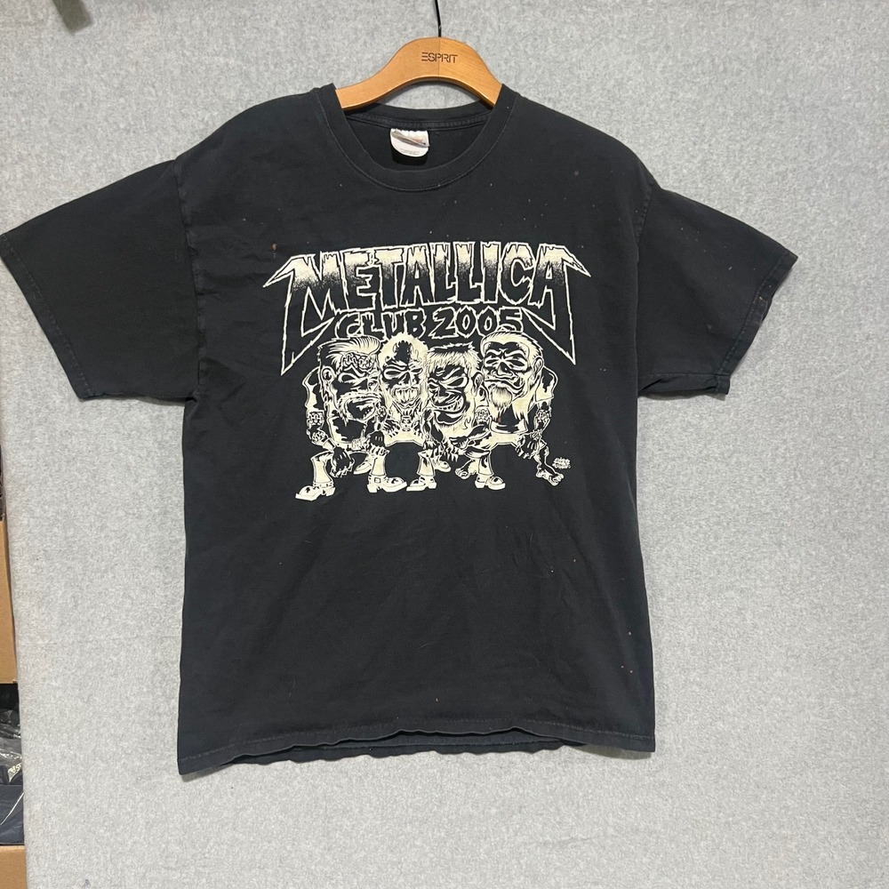 Metallica Club 2005 T-Shirt Glow in the Dark Dirty Donny Black Mens Large 2000s